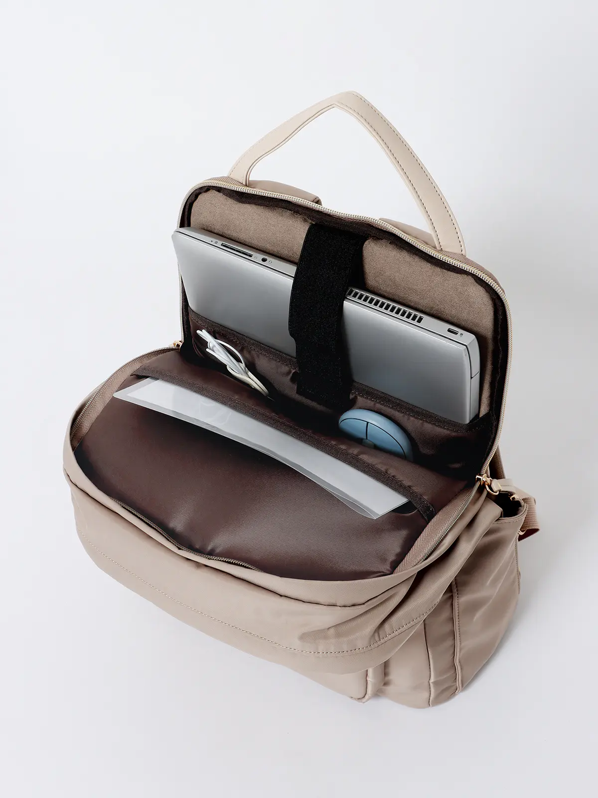 #コンプリュック/撥水/ナイロン/ミニポーチ付き ベージュ F