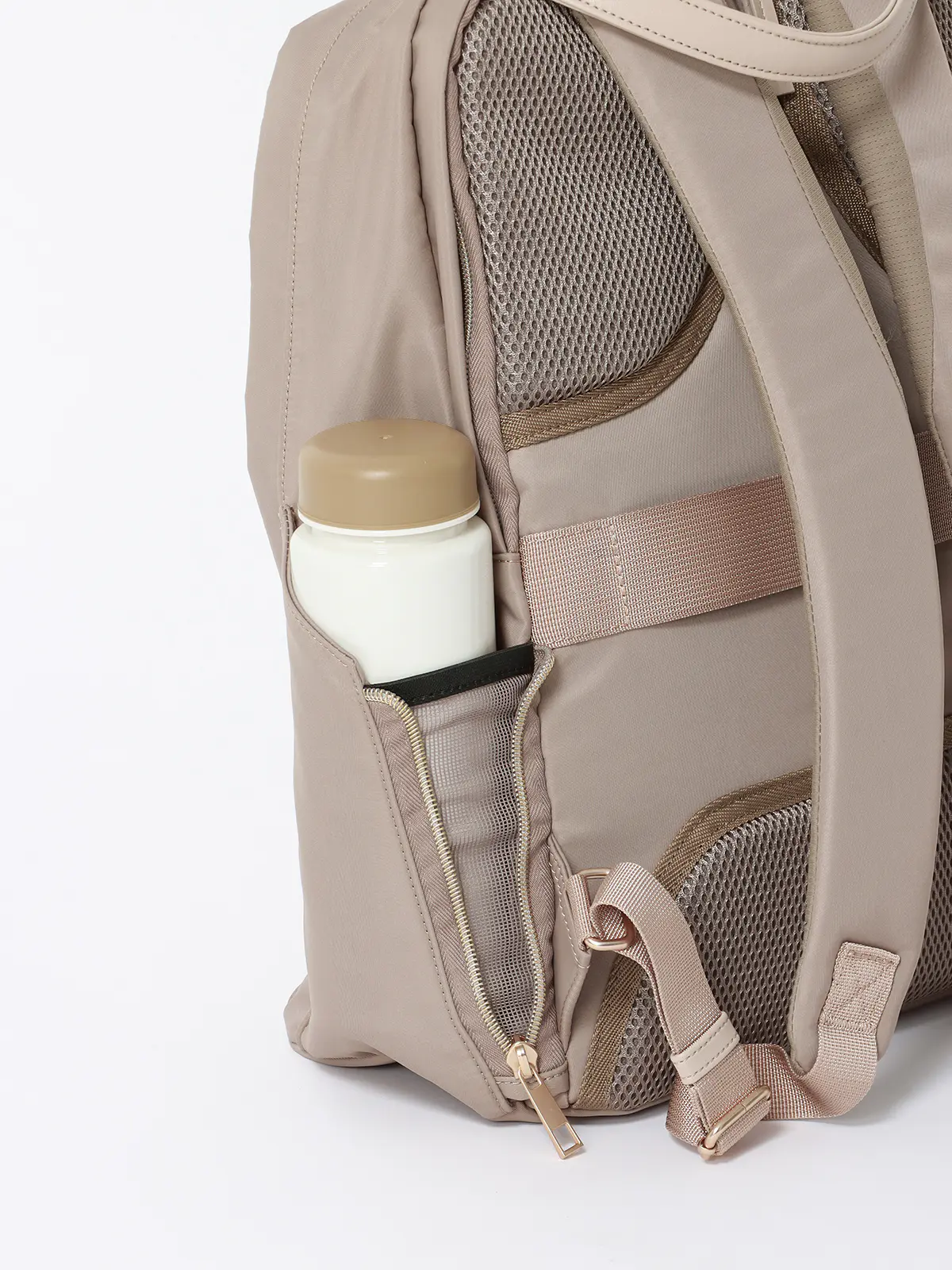 #コンプリュック/撥水/ナイロン/ミニポーチ付き ベージュ F