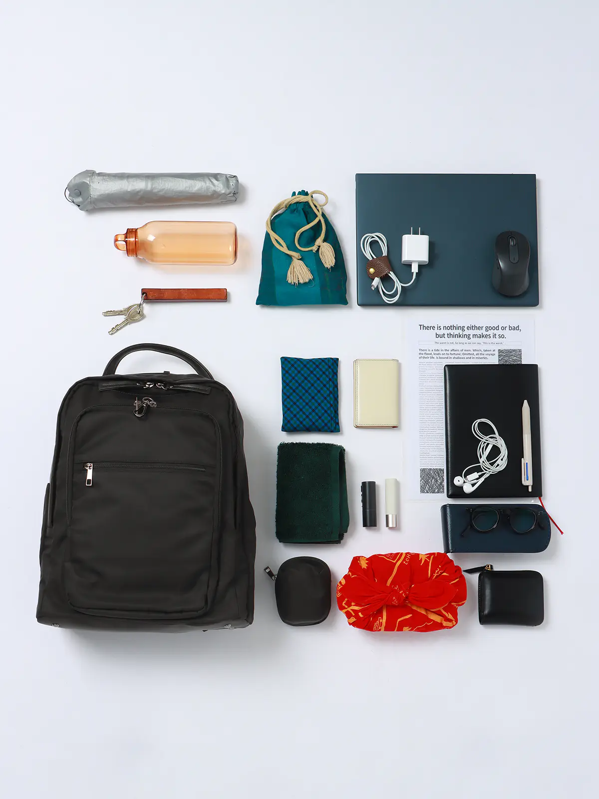 ＃コンプリュック／撥水／ナイロン／ミニポーチ付き ブラック F