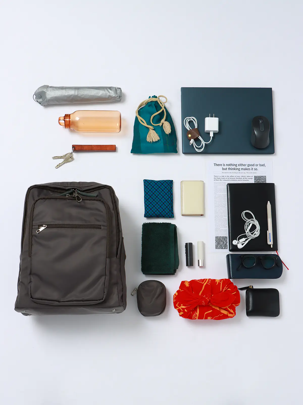 ＃コンプリュック／撥水／ナイロン／ミニポーチ付き グレー F