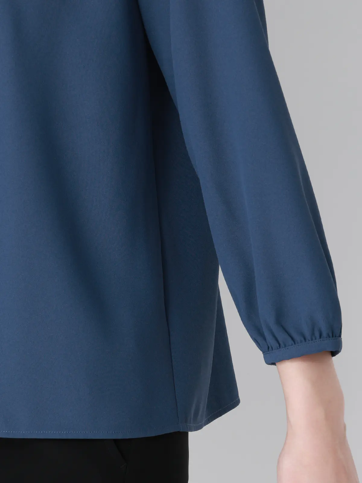 フロントタックブラウス／7分袖／ウォッシャブル／ジョーゼット／無地 ブルー 38(9号）