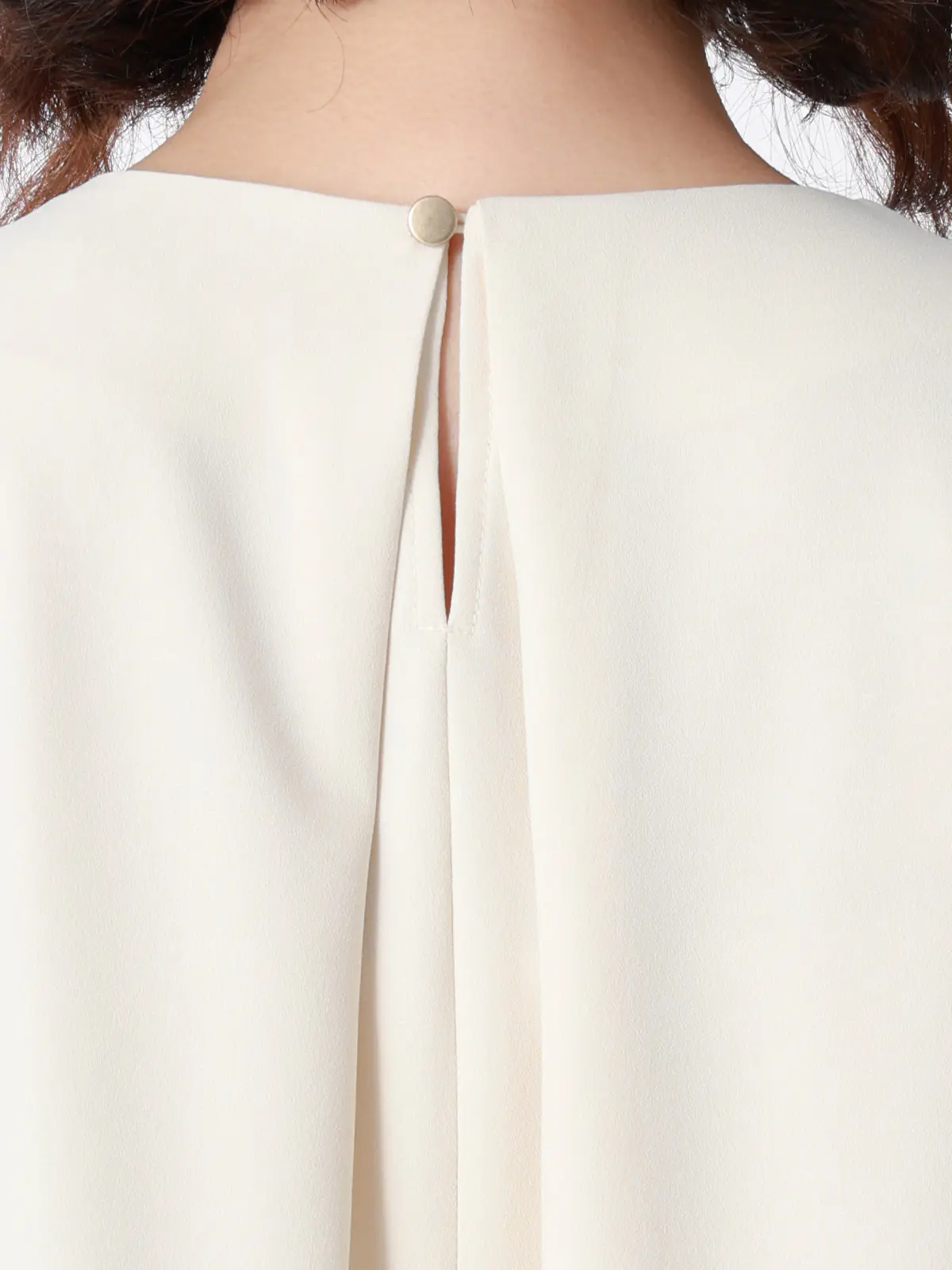 ボウタイブラウス／8分袖／ ウォッシャブル／NIR＋UVカット／無地／パール＆チェーンパーツ イエロー 38(9号）