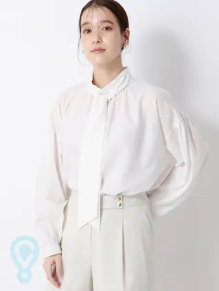 シアーハイネックボウタイブラウス