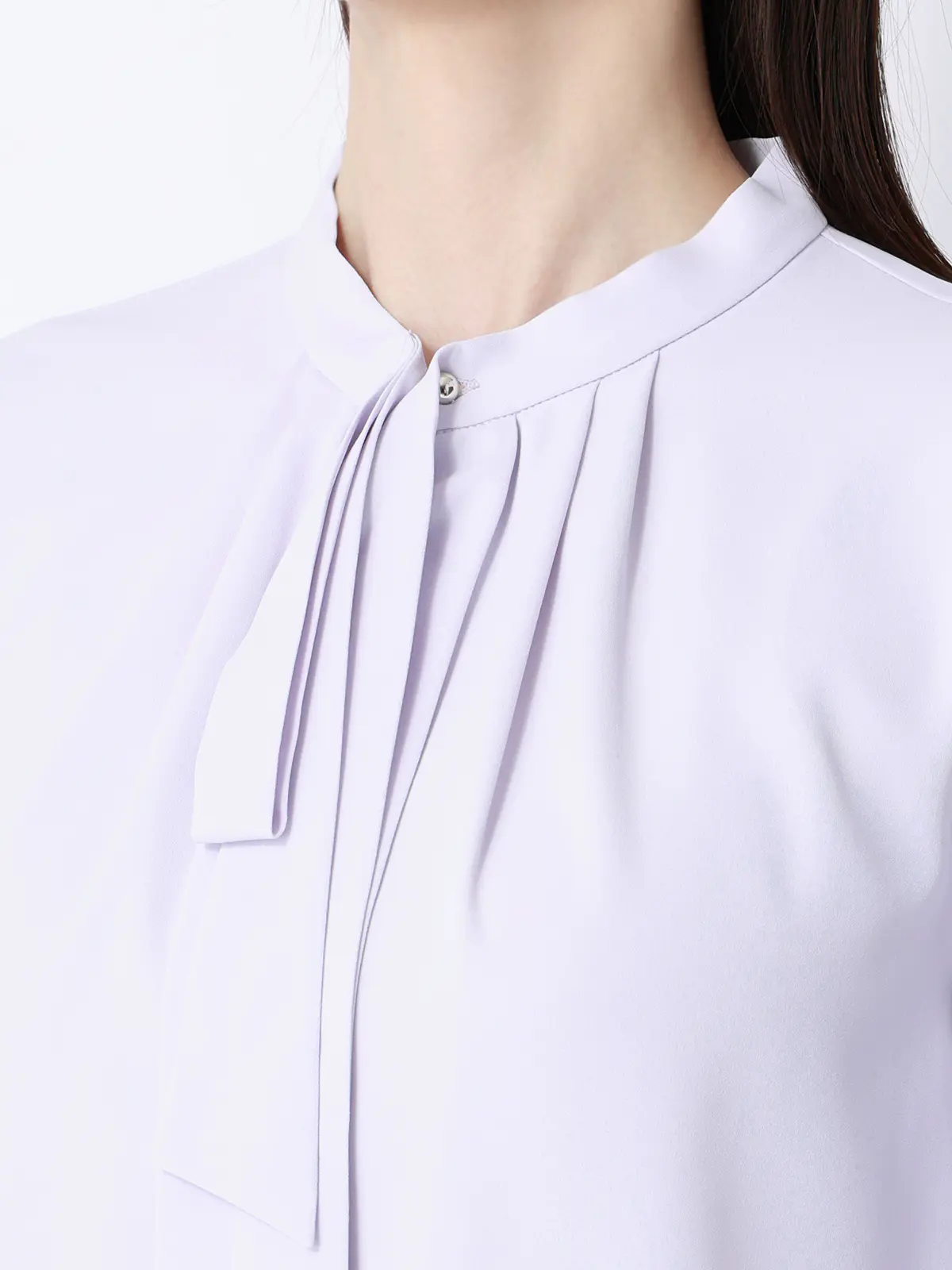 ボウタイブラウス／7分袖／ウォッシャブル／ジョーゼット／メタルパーツ ラベンダー 38(9号）