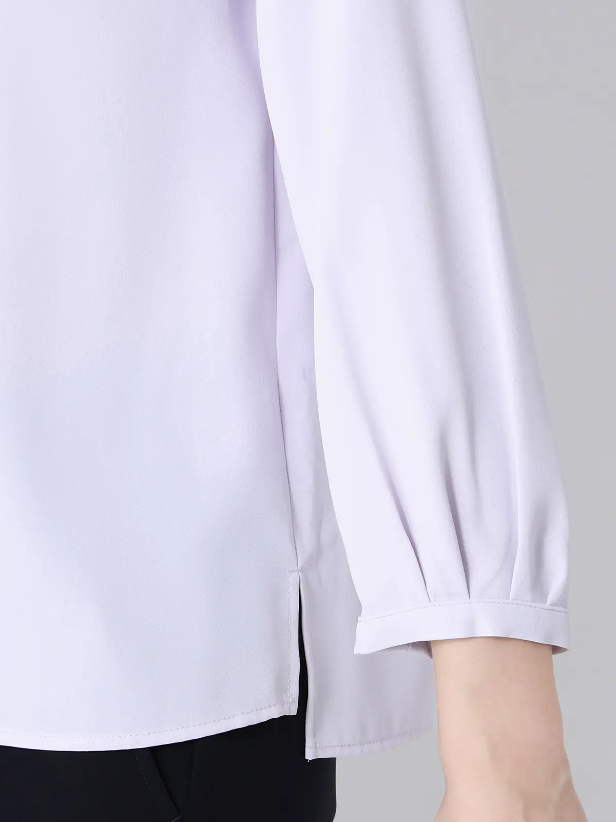 ボウタイブラウス／7分袖／ウォッシャブル／ジョーゼット／メタルパーツ ラベンダー 38(9号）