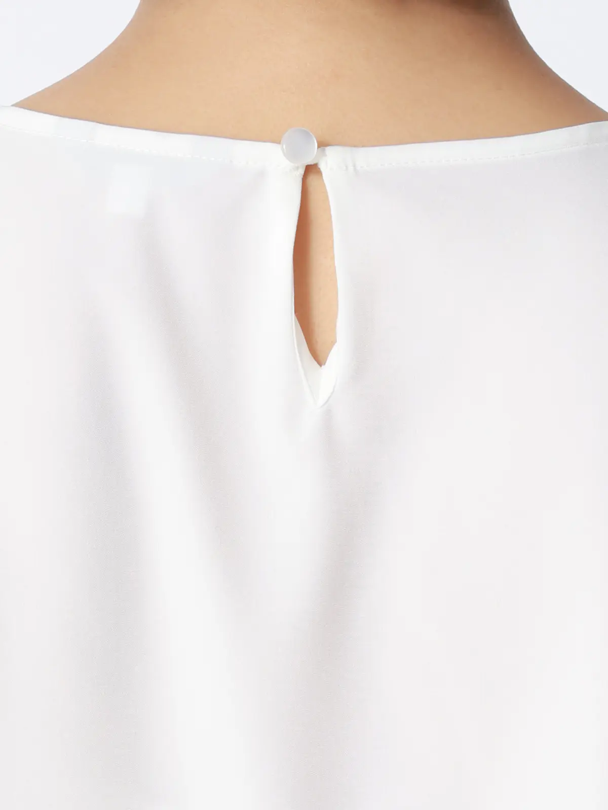 みんなのブラウス／Vネックブラウス／7分袖／ウォッシャブル／ストレッチ／無地 ホワイト M