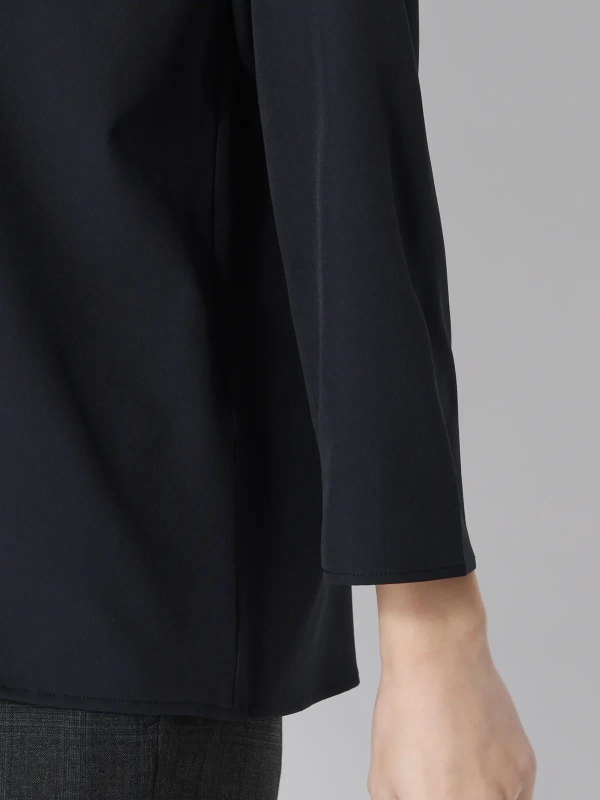 みんなのブラウス／Vネックブラウス／7分袖／ウォッシャブル／ストレッチ／無地 ネイビー M