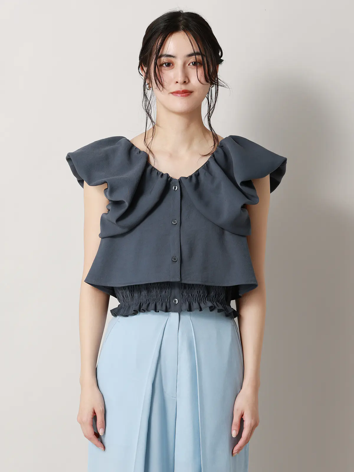 【2／23　23:59までWEB先行販売中】CIS.／オフショルダートップス&インナーキャミソール ネイビー 36(7号）