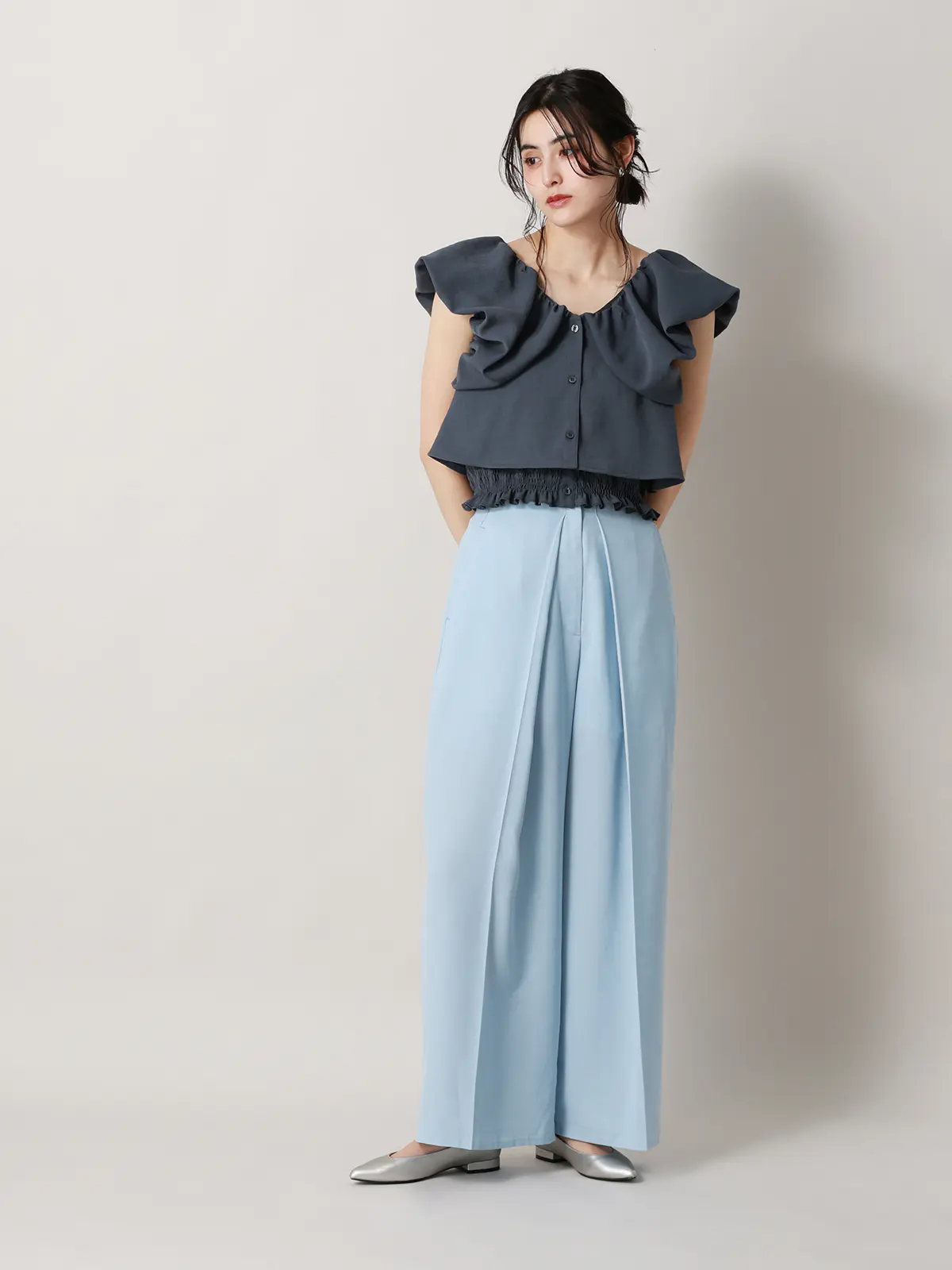 【2／23　23:59までWEB先行販売中】CIS.／オフショルダートップス&インナーキャミソール ネイビー 36(7号）