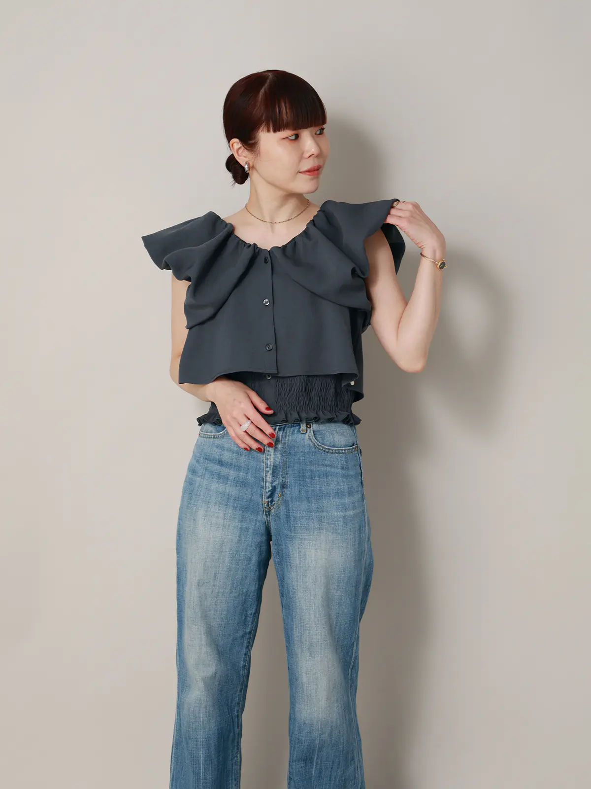 【2／23　23:59までWEB先行販売中】CIS.／オフショルダートップス&インナーキャミソール ネイビー 36(7号）