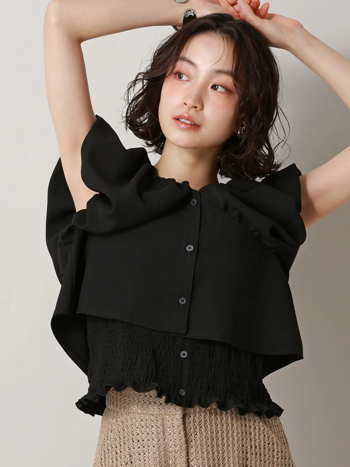 【2／23　23:59までWEB先行販売中】CIS.／オフショルダートップス&インナーキャミソール ブラック 36(7号）