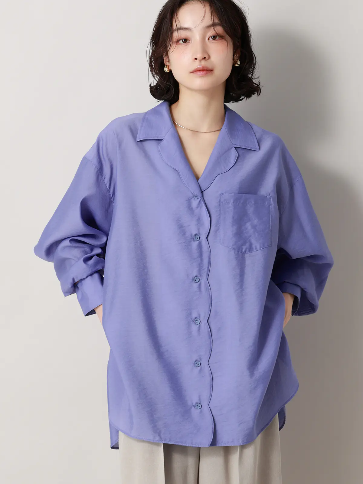 【2／23　23:59までWEB先行販売中】CIS．／シアータンブラーオーバーシャツ ブルー 38(9号）