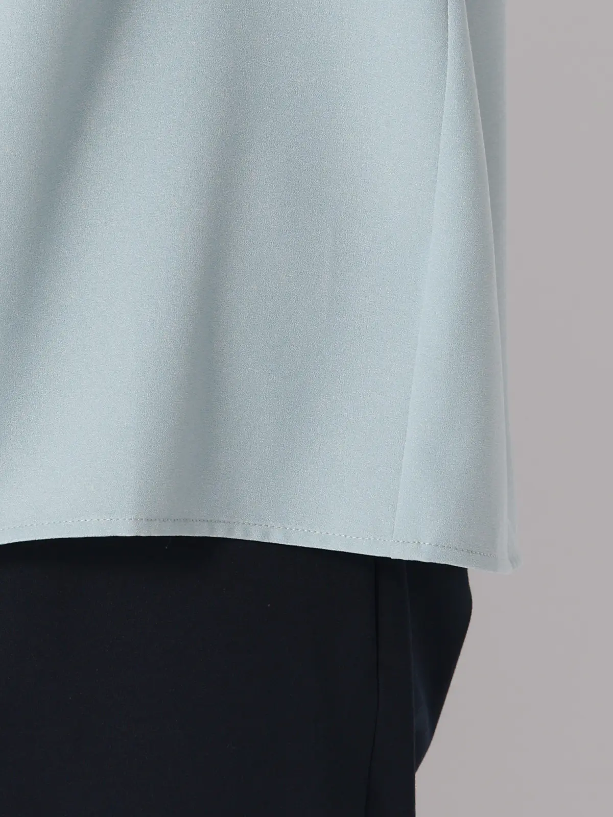 リボンブラウス/半袖/ウォッシャブル/接触冷感/ジョーゼット/無地/BIYORI UP ミント F