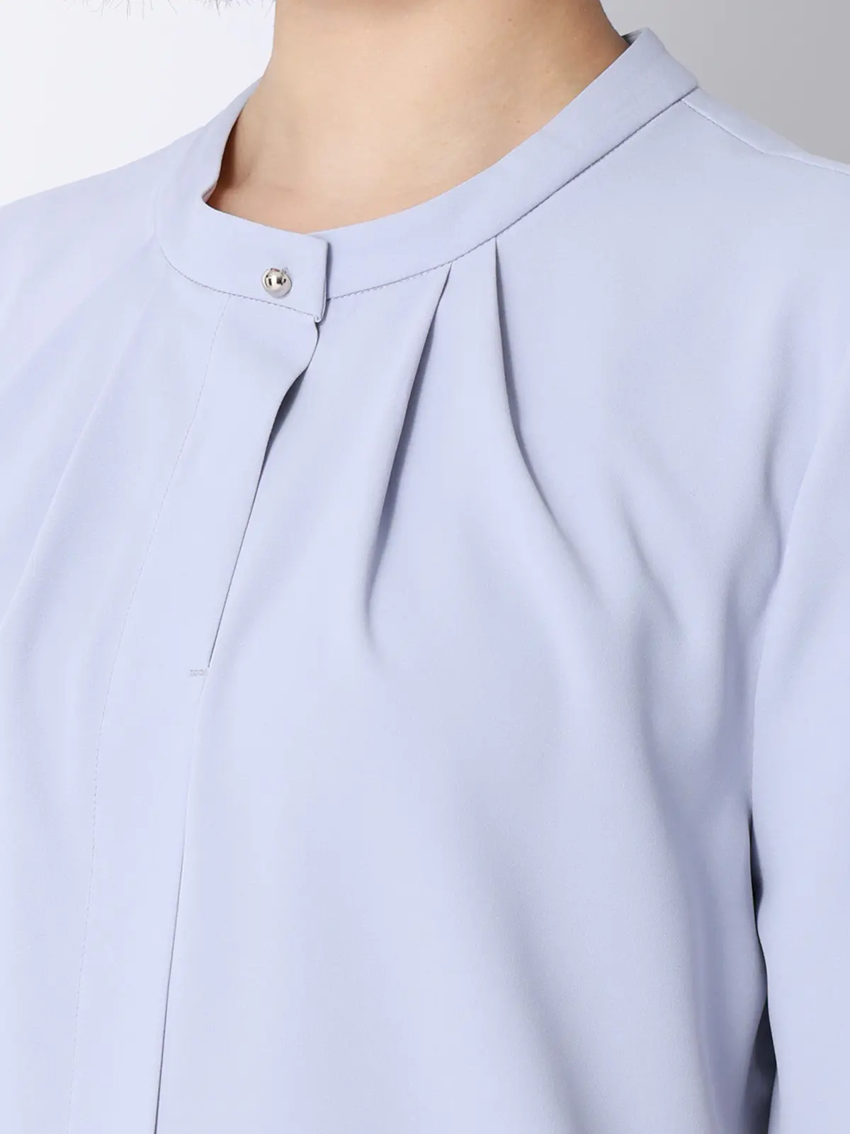 ボウタイブラウス／半袖／ウォッシャブル／接触冷感／UVカット／ジョーゼット／メタルパーツ ラベンダー 38(9号）