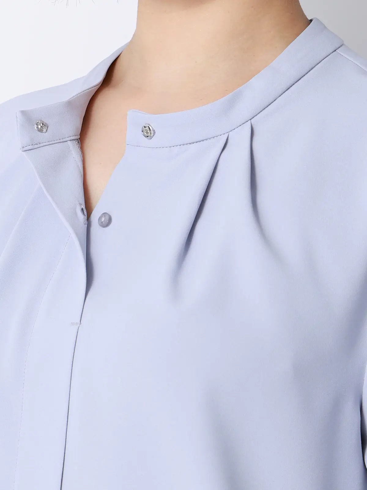 ボウタイブラウス／半袖／ウォッシャブル／接触冷感／UVカット／ジョーゼット／メタルパーツ ラベンダー 38(9号）