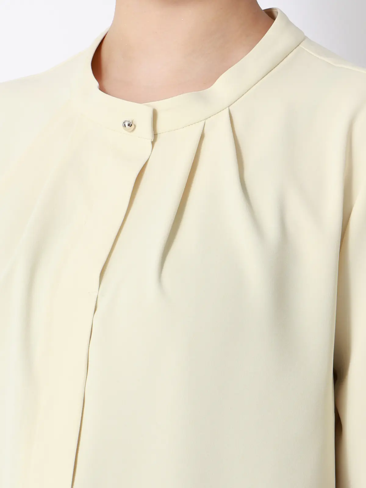 ボウタイブラウス／半袖／ウォッシャブル／接触冷感／UVカット／ジョーゼット／メタルパーツ イエロー 38(9号）