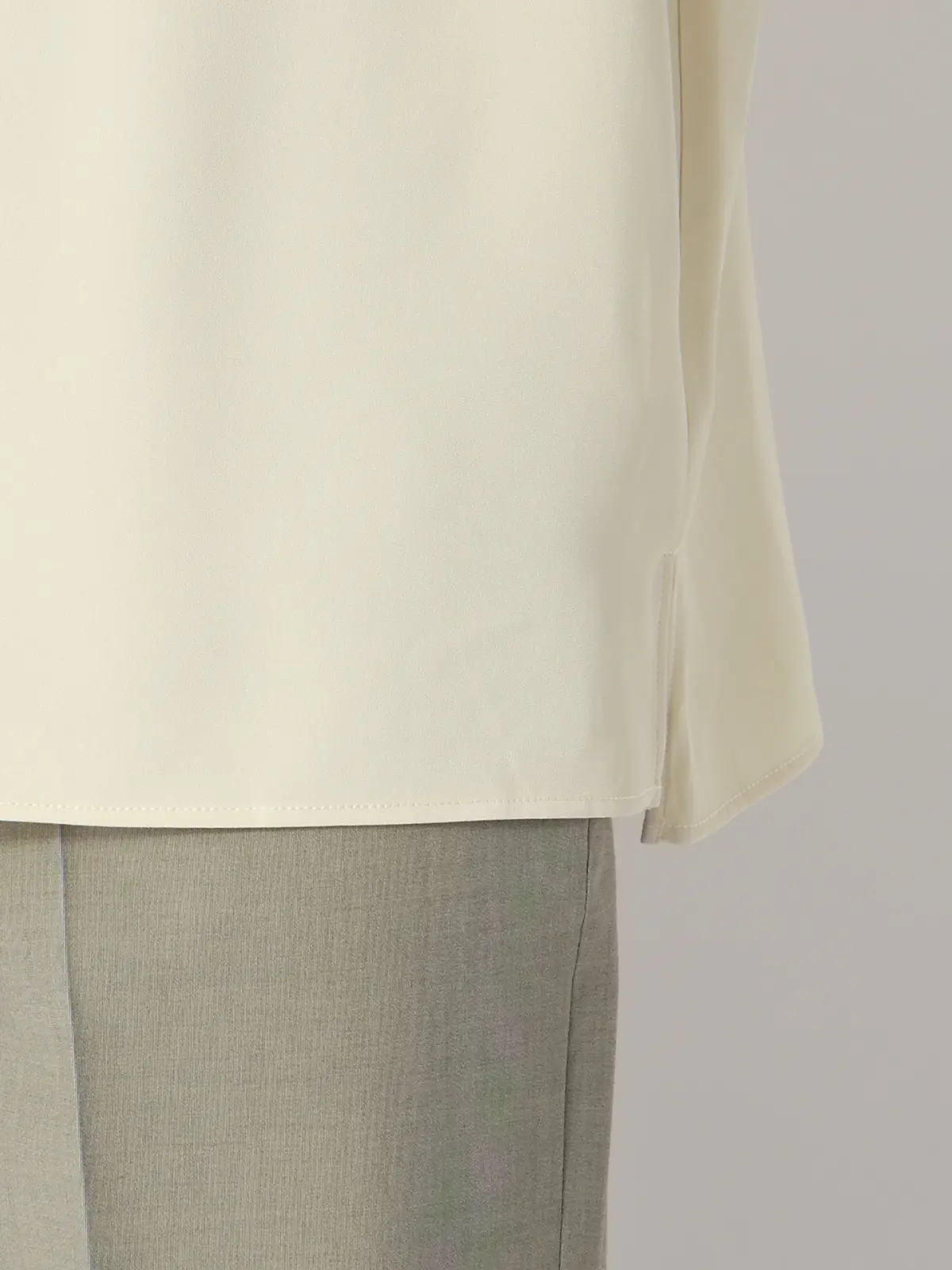 ボウタイブラウス／半袖／ウォッシャブル／接触冷感／UVカット／ジョーゼット／メタルパーツ イエロー 38(9号）