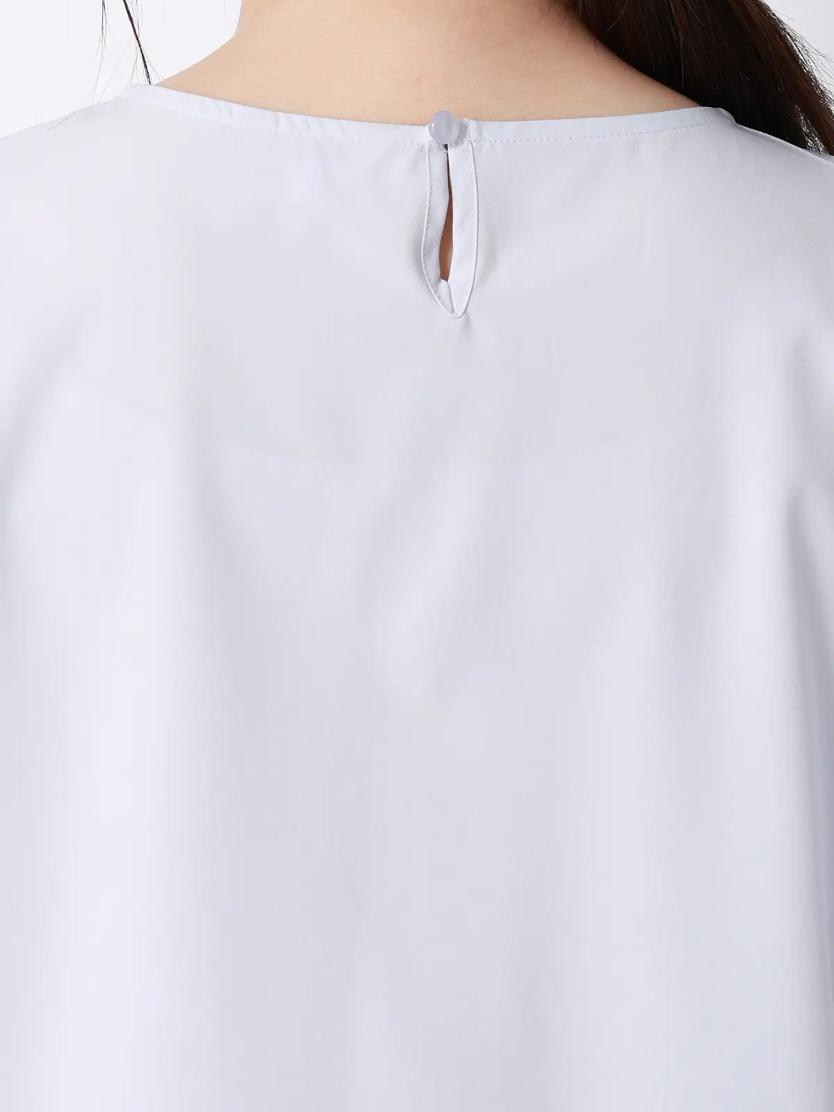 みんなのブラウス／クルーネックタックブラウス／半袖／ウォッシャブル／接触冷感／無地 ラベンダー M