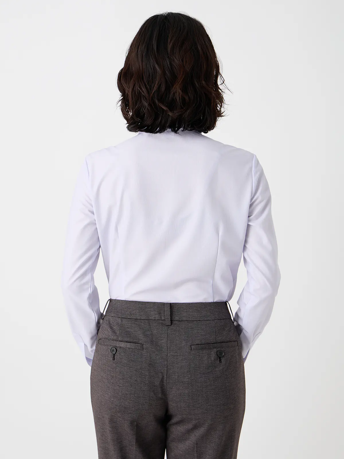 レギュラーカラーシャツ/長袖/形態安定/ノンアイロン/ストレッチ/ストライプ/Blouse パープル 40(11号)