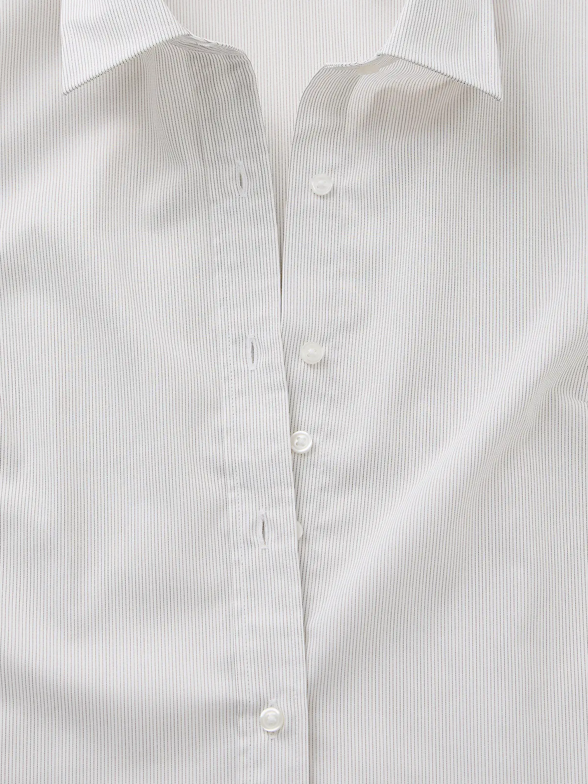 レギュラーカラーシャツ/長袖/形態安定/ノンアイロン/ストレッチ/ストライプ/Blouse ブラウン 36(7号)