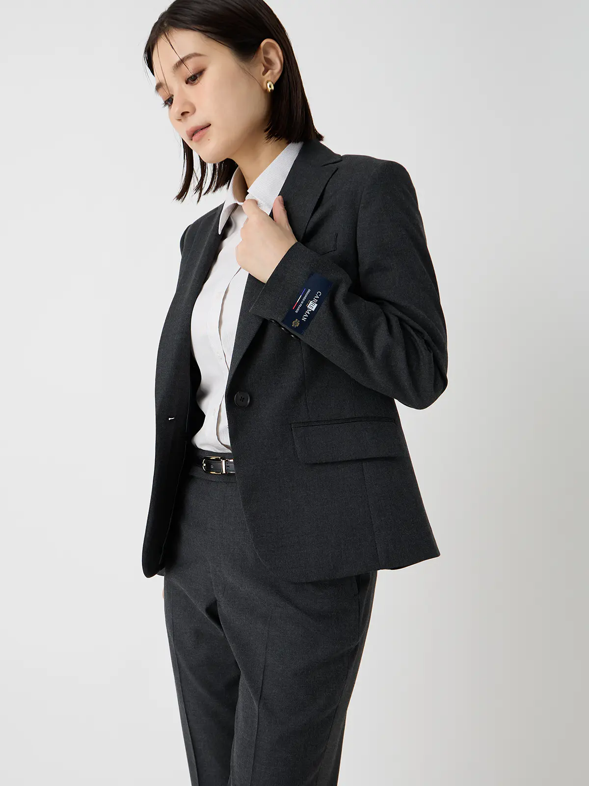 レギュラーカラーシャツ/長袖/形態安定/ノンアイロン/ストレッチ/ストライプ/Blouse ブラウン 36(7号)