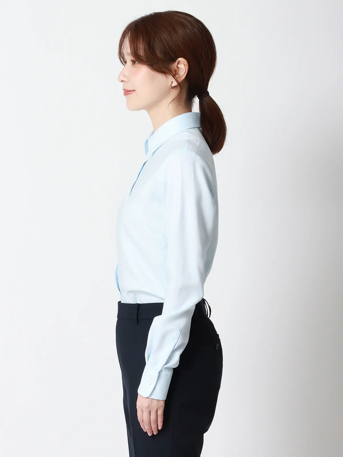 レギュラーカラーシャツ/長袖/NON IRONMAX/ストレッチ/織柄/Blouse サックス 36(7号)