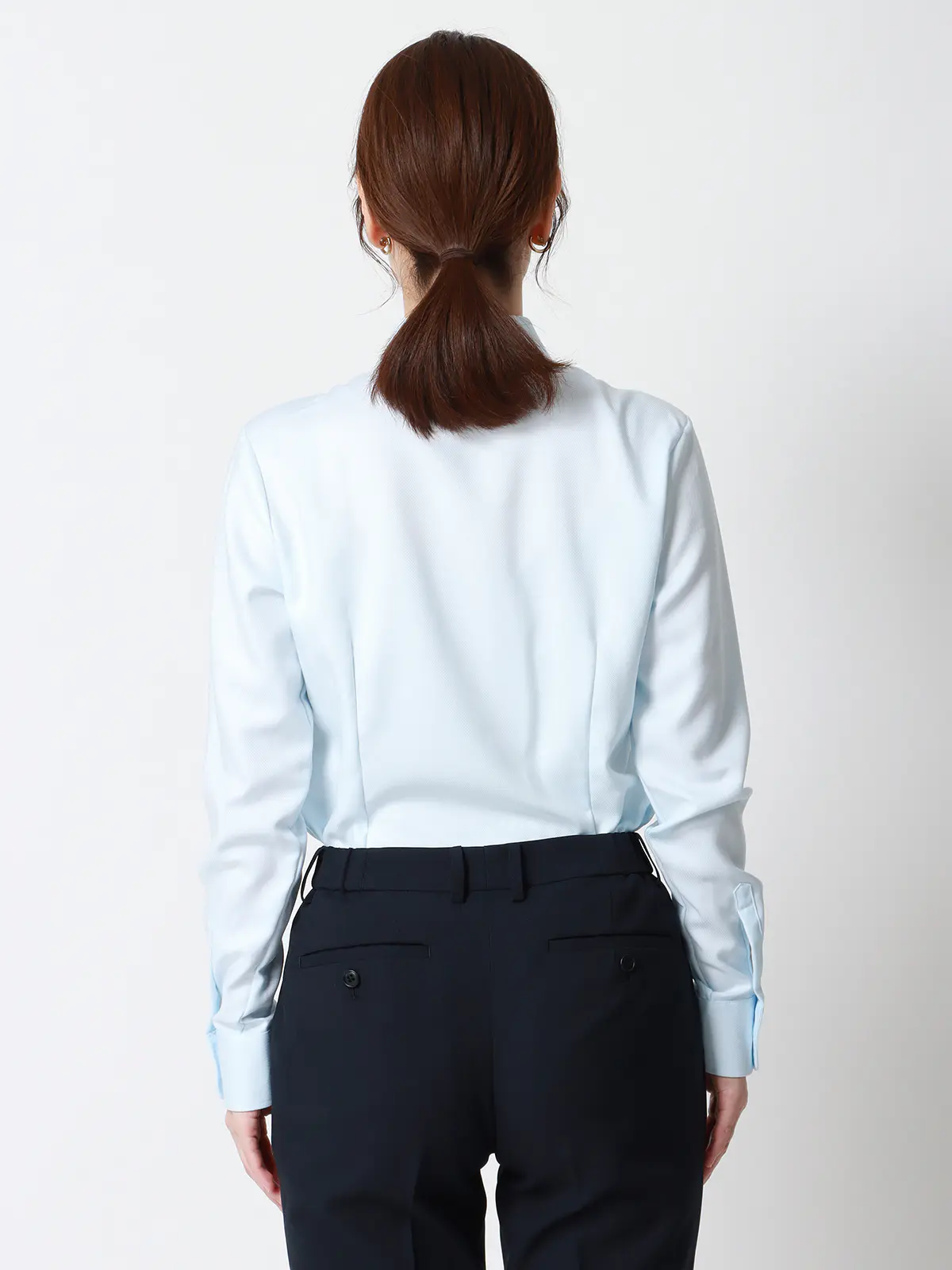 レギュラーカラーシャツ/長袖/NON IRONMAX/ストレッチ/織柄/Blouse サックス 36(7号)