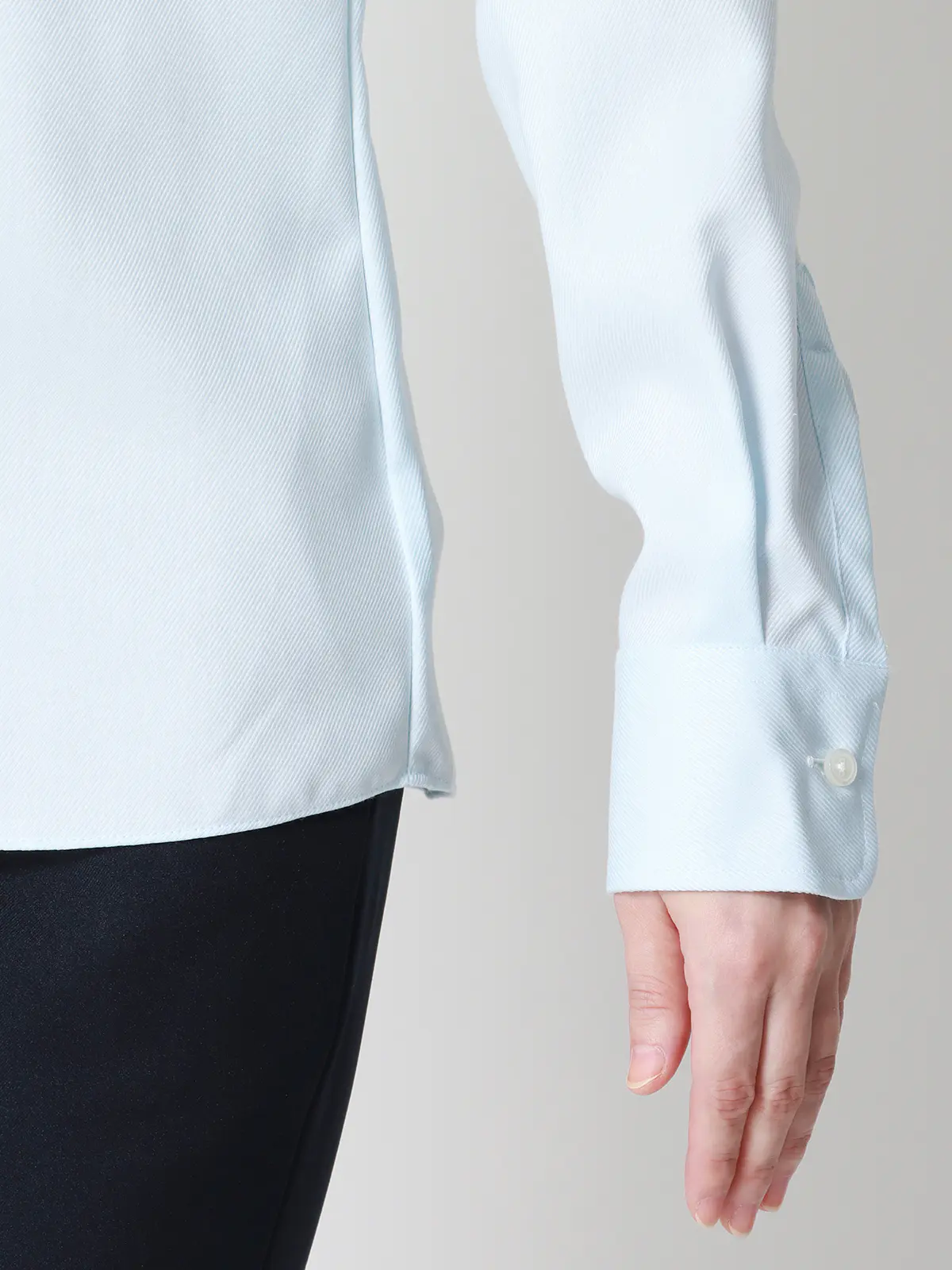 レギュラーカラーシャツ/長袖/NON IRONMAX/ストレッチ/織柄/Blouse サックス 36(7号)