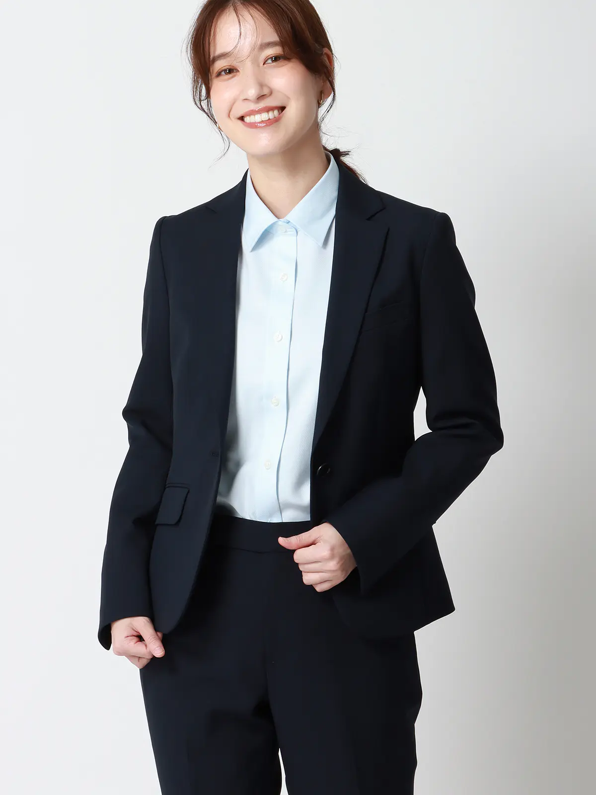 レギュラーカラーシャツ/長袖/NON IRONMAX/ストレッチ/織柄/Blouse サックス 36(7号)