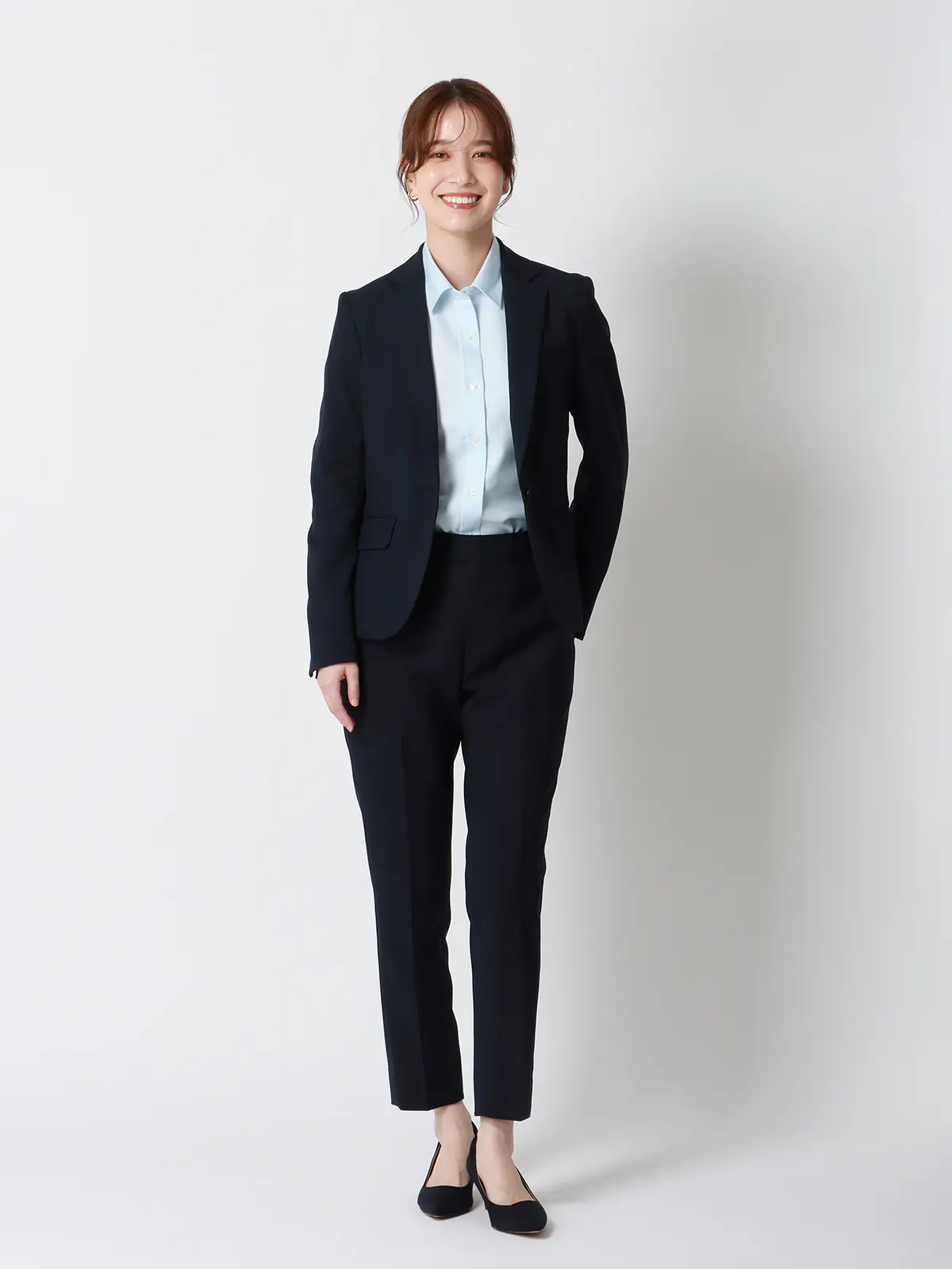 レギュラーカラーシャツ/長袖/NON IRONMAX/ストレッチ/織柄/Blouse サックス 36(7号)