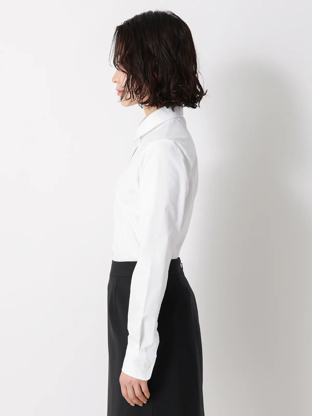 レギュラーカラーシャツ／長袖／Easy Care Blouse／形態安定／UVカット／無地 ホワイト 34(5号）