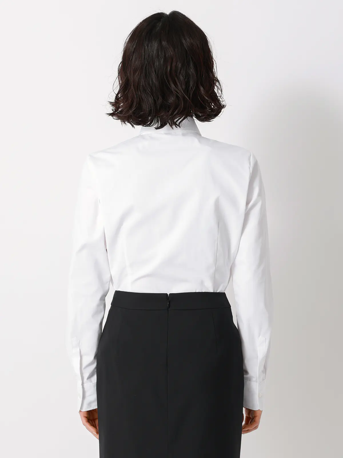 レギュラーカラーシャツ／長袖／Easy Care Blouse／形態安定／UVカット／無地 ホワイト 34(5号）