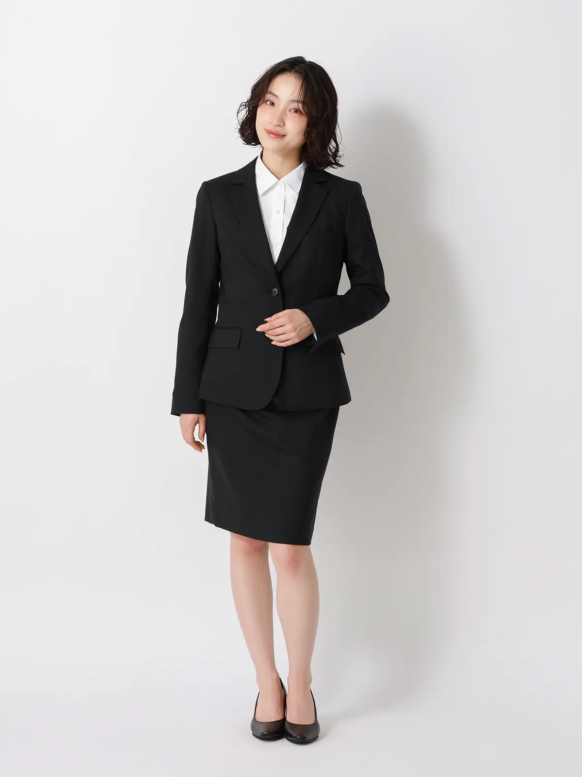 レギュラーカラーシャツ／長袖／Easy Care Blouse／形態安定／UVカット／無地 ホワイト 34(5号）