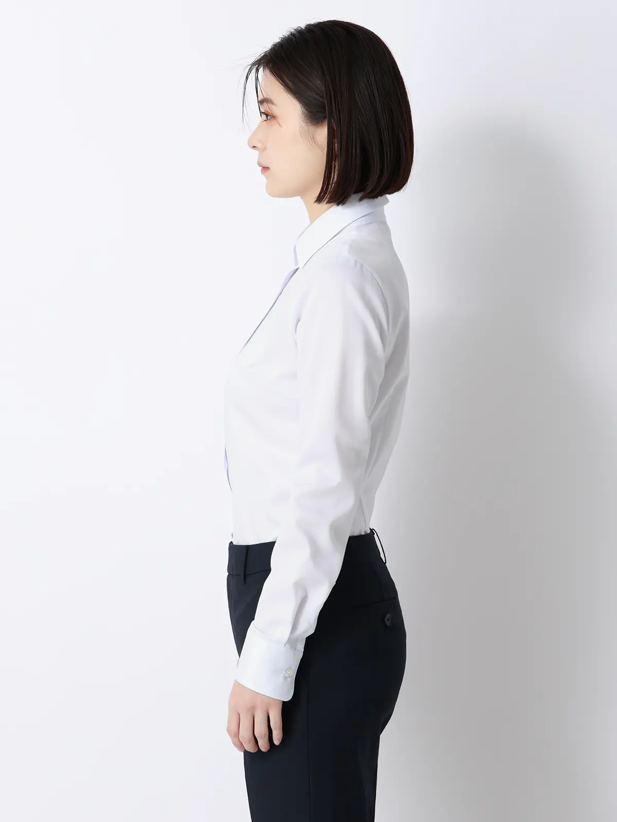 レギュラーカラーシャツ／長袖／NON IRONMAX／ストレッチ／ストライプ／Blouse ライトグレー 36(7号）