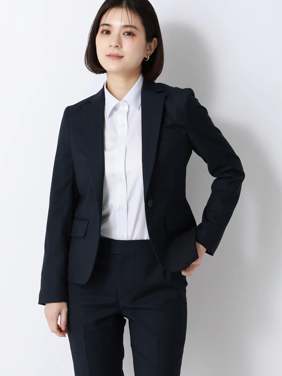 レギュラーカラーシャツ／長袖／NON IRONMAX／ストレッチ／ストライプ／Blouse ライトグレー 36(7号）