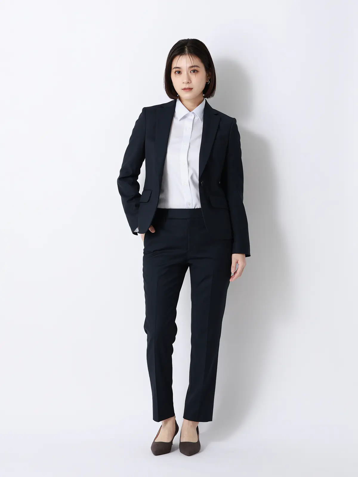 レギュラーカラーシャツ／長袖／NON IRONMAX／ストレッチ／ストライプ／Blouse ライトグレー 36(7号）