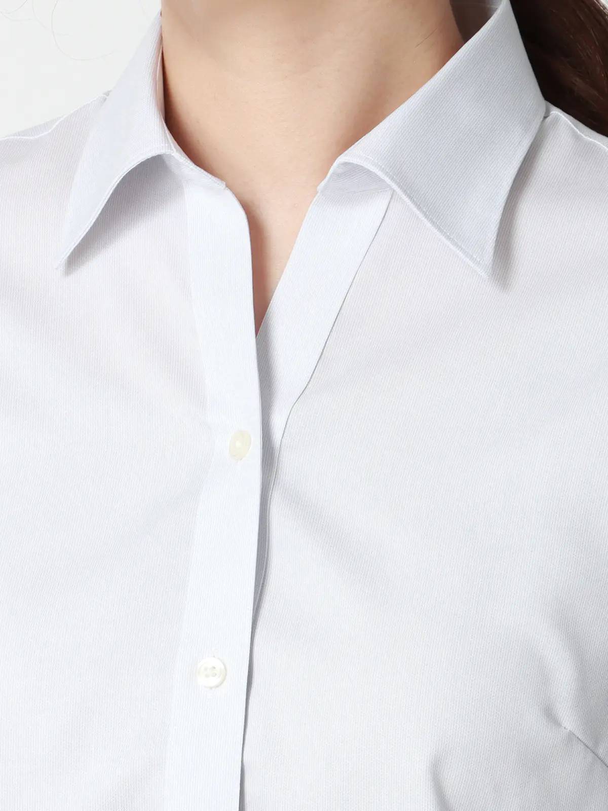 レギュラーカラーシャツ/長袖/NON IRONMAX/ストレッチ/織柄/Blouse ライトグレー 36(7号)