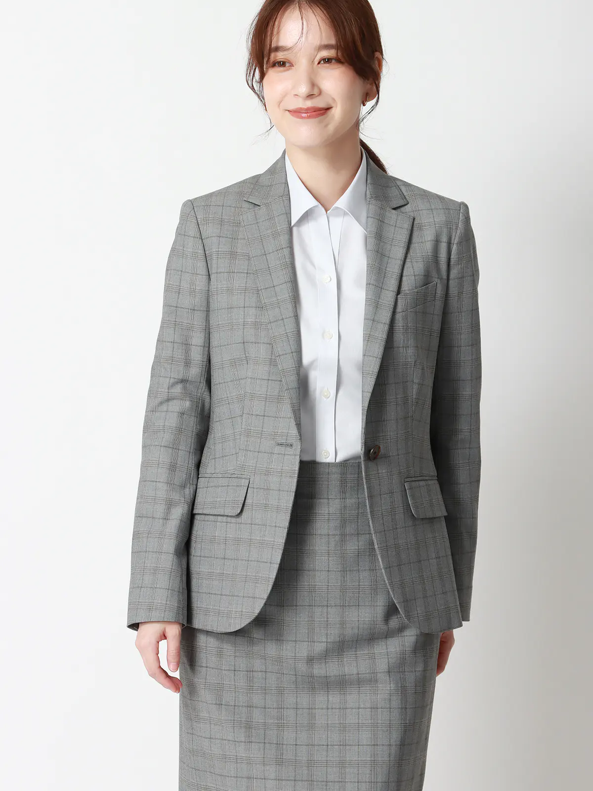 レギュラーカラーシャツ/長袖/NON IRONMAX/ストレッチ/織柄/Blouse ライトグレー 36(7号)