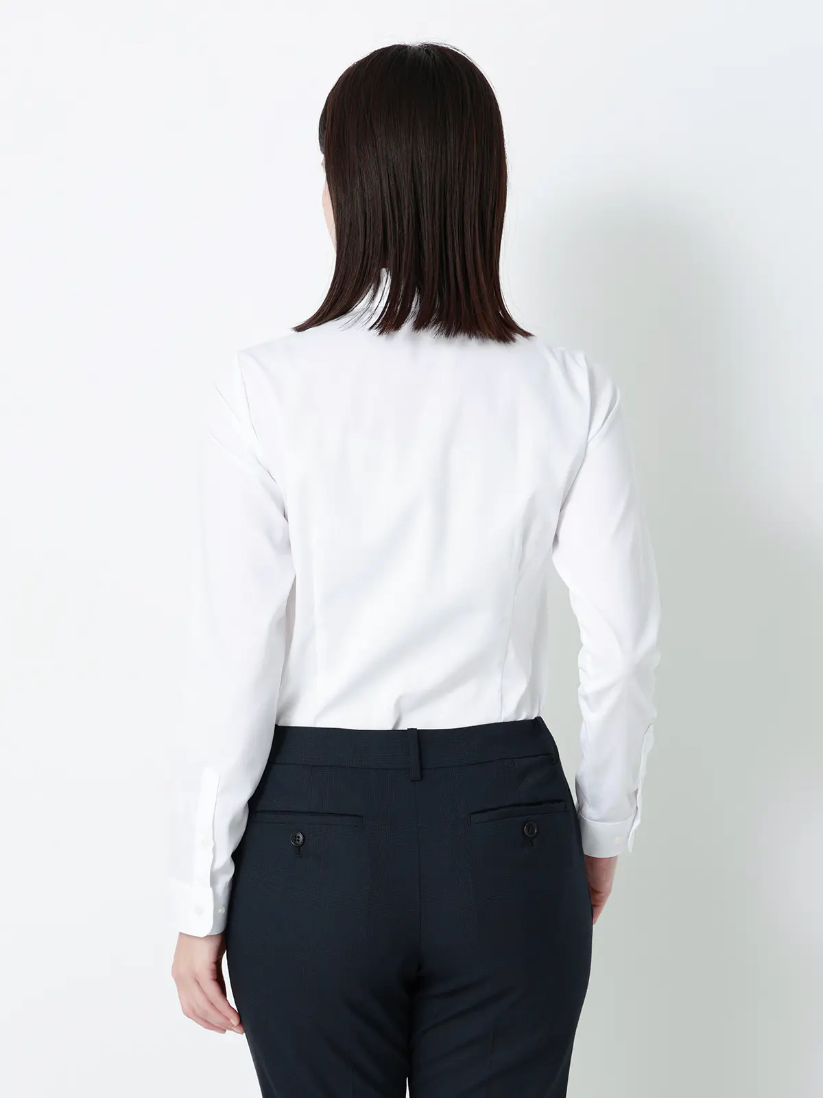 リボン付きレギュラーカラーシャツ/長袖/Easy Care Stretch Blouse/UVカット ホワイト 36(7号)