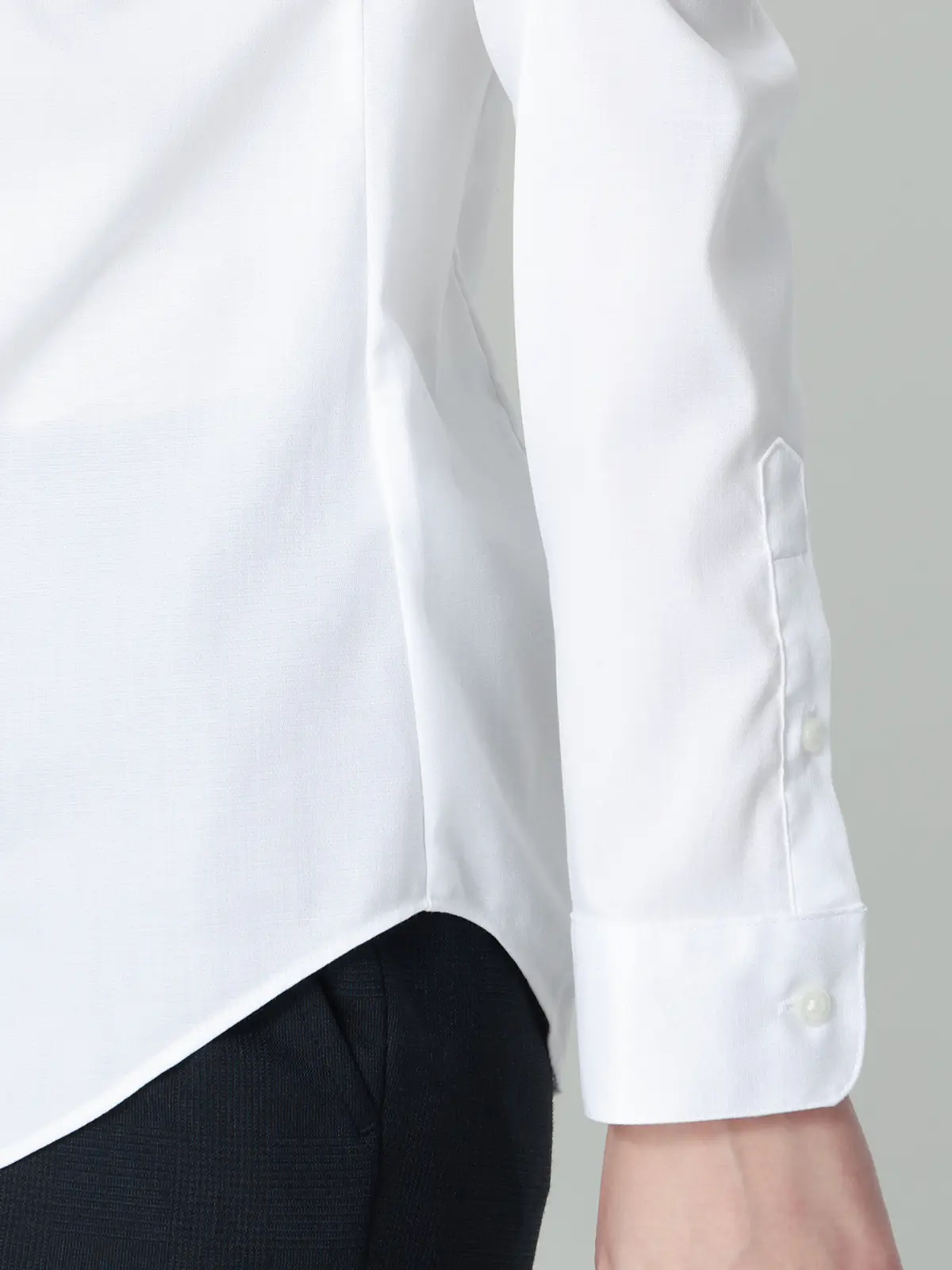 リボン付きレギュラーカラーシャツ/長袖/Easy Care Stretch Blouse/UVカット ホワイト 36(7号)