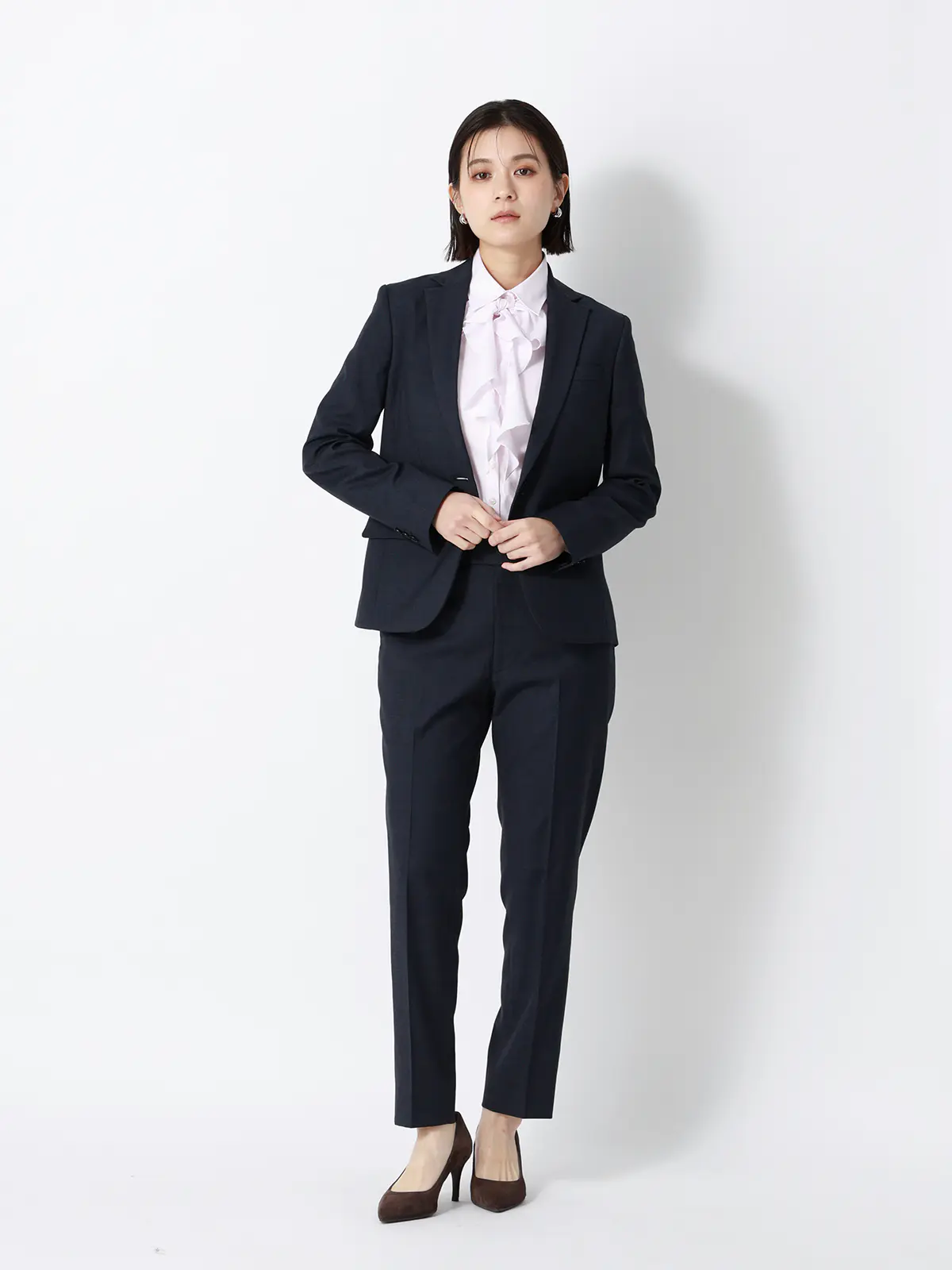 リボン付きレギュラーカラーシャツ/長袖/Easy Care Stretch Blouse/UVカット ピンク 36(7号)