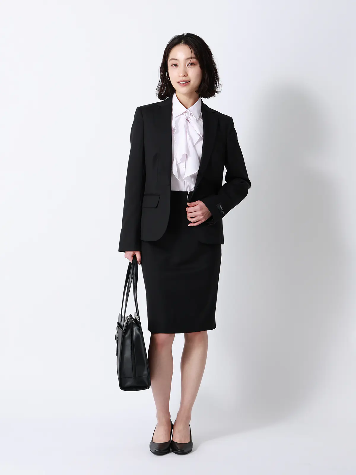 リボン付きレギュラーカラーシャツ/長袖/Easy Care Stretch Blouse/UVカット ピンク 36(7号)