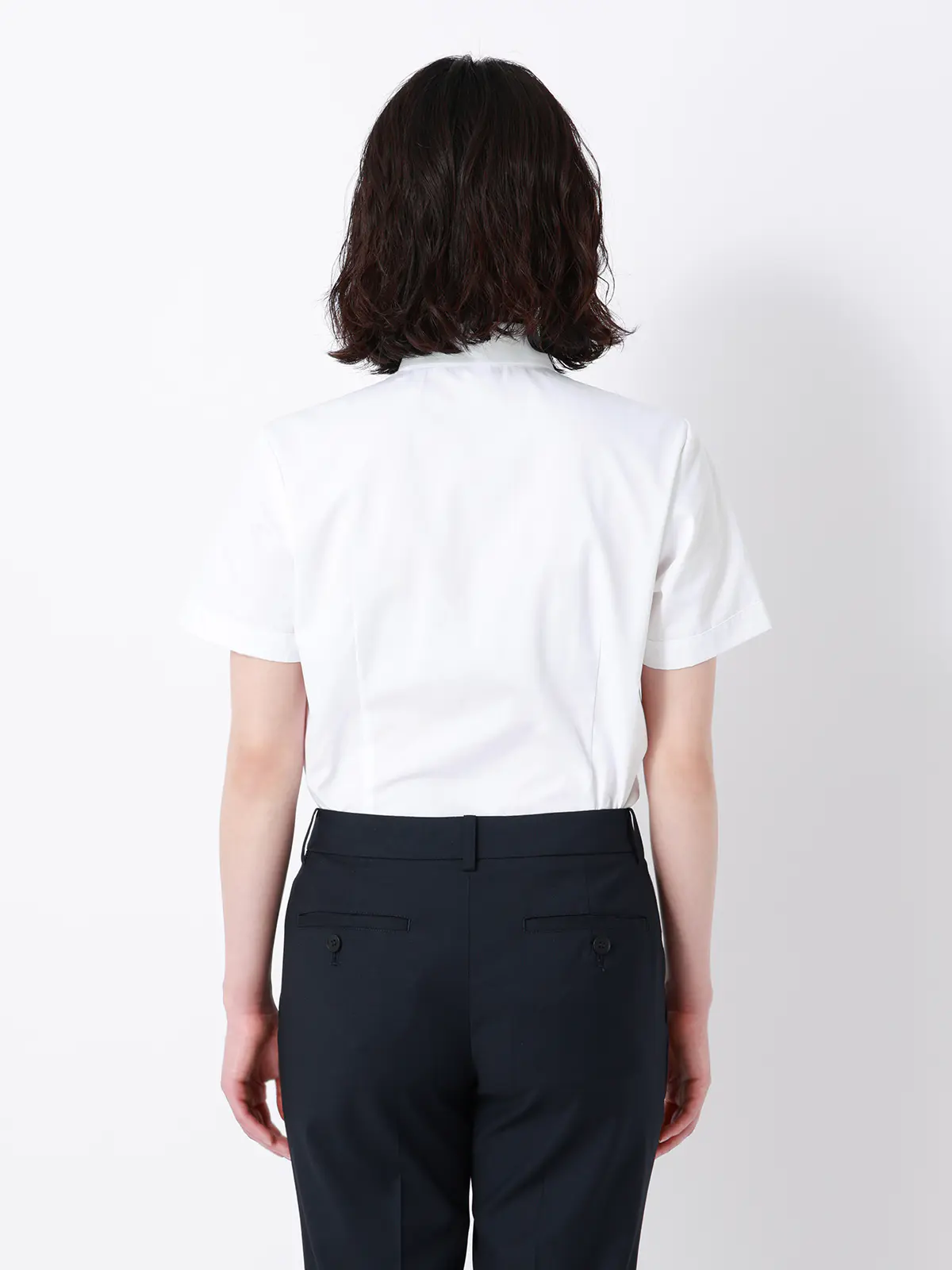 レギュラーカラーシャツ/半袖/Easy Care Blouse/形態安定/UVカット/無地 ホワイト 36(7号)