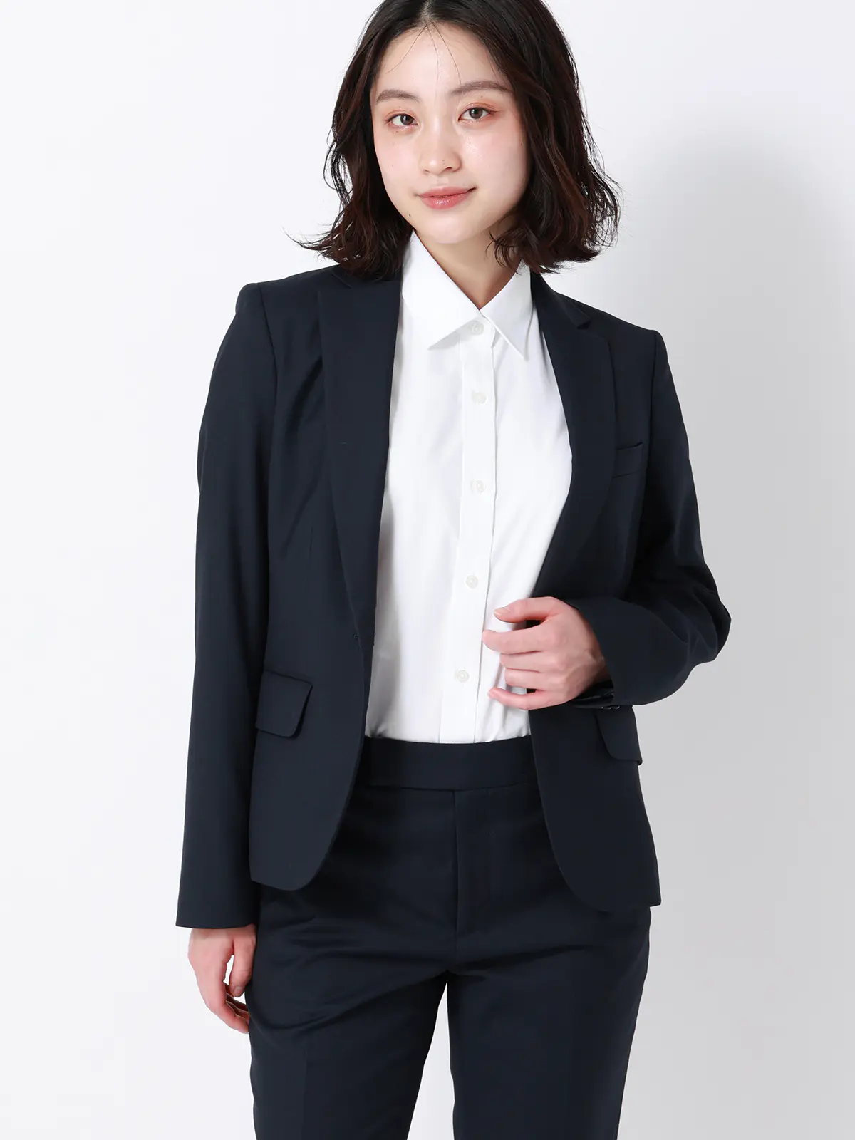 レギュラーカラーシャツ/半袖/Easy Care Blouse/形態安定/UVカット/無地 ホワイト 36(7号)