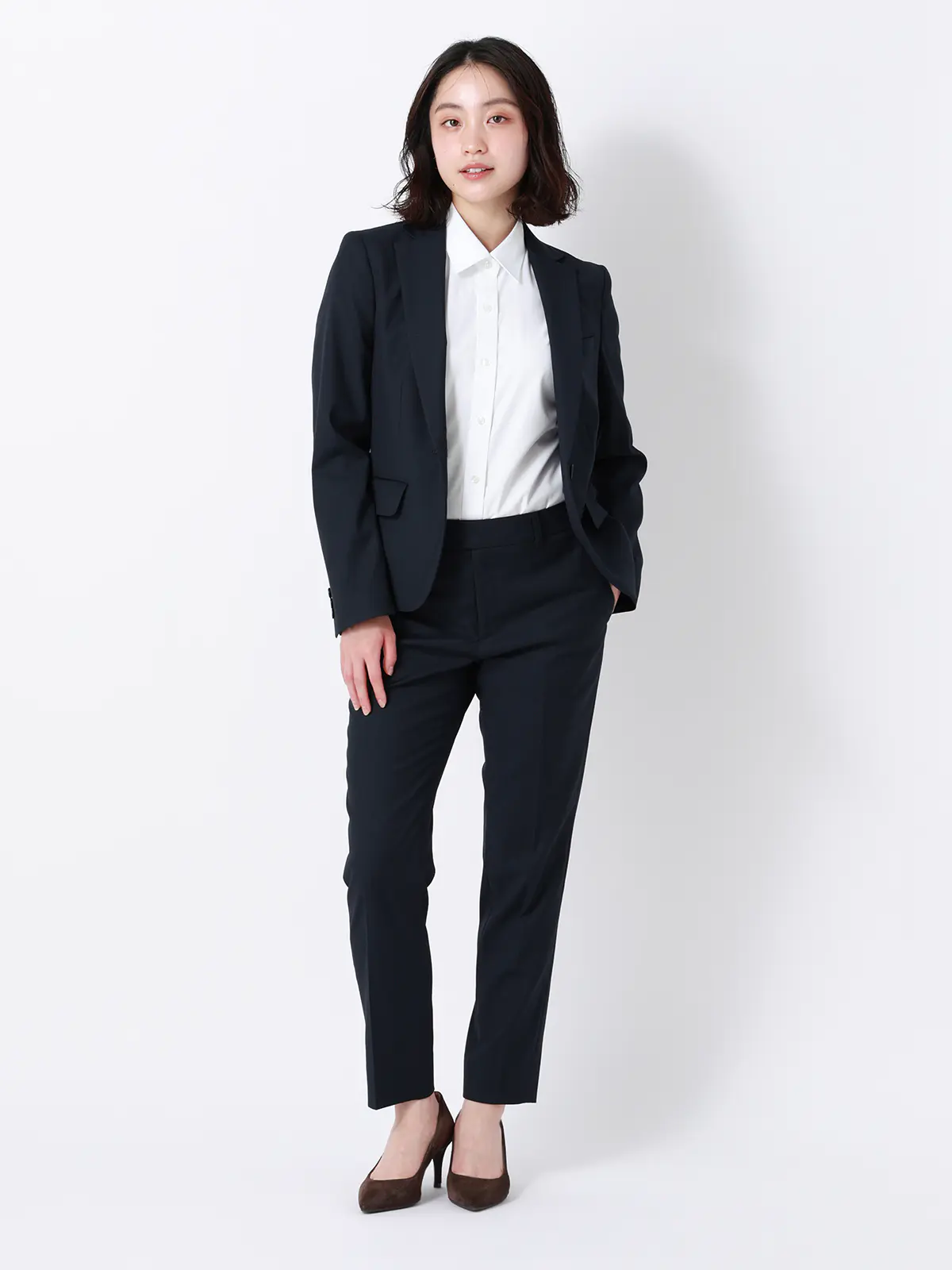 レギュラーカラーシャツ/半袖/Easy Care Blouse/形態安定/UVカット/無地 ホワイト 36(7号)